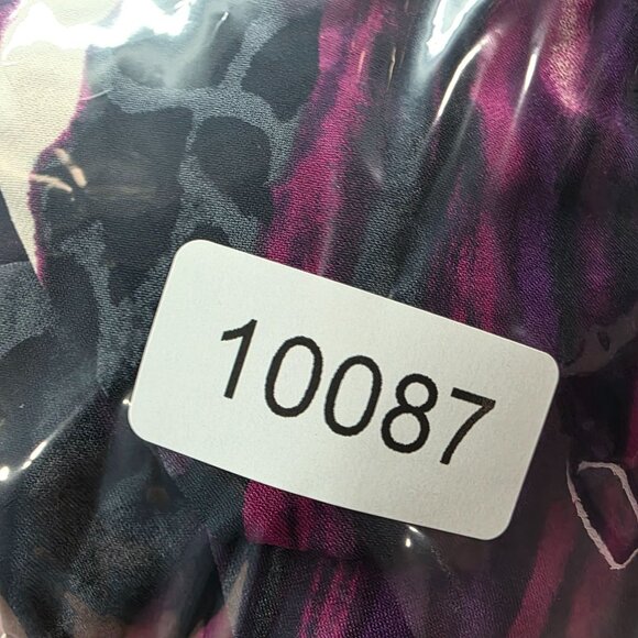 Womens AGB Purple Black Abstract Print Dress V-Neck 3/4 Sleeve Polyester Size 14 - Picture 7 of 8